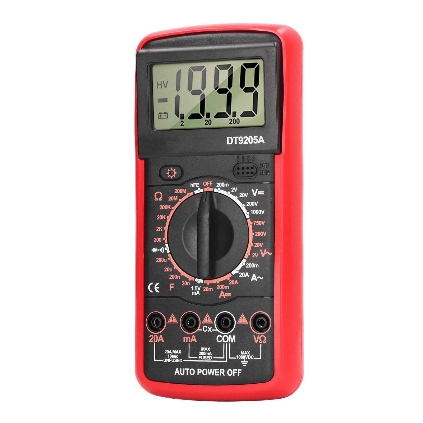 Smart Digital Multimeter LCD Display Multifunctional Circuit Detection Meter for Household Red