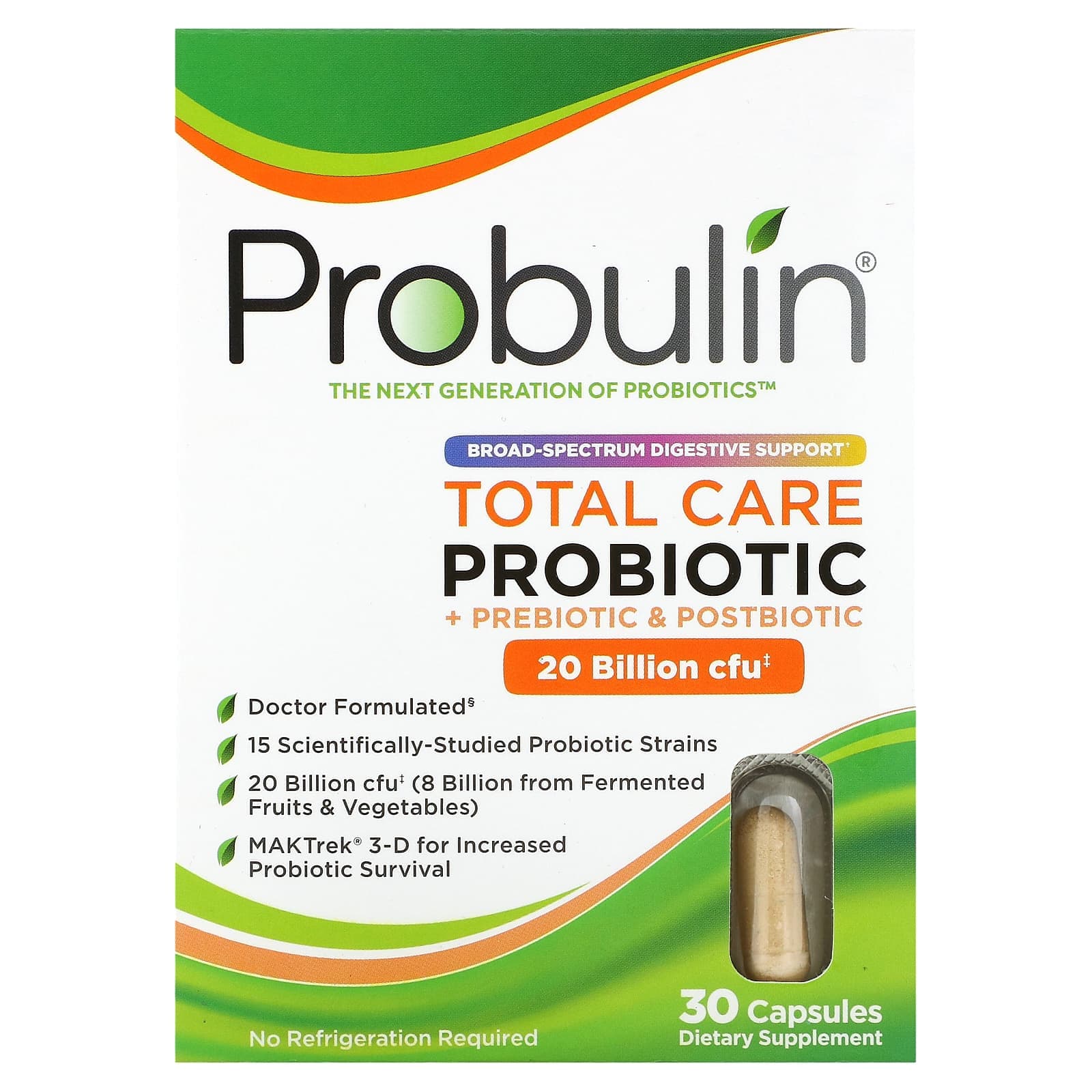 Probulin, total care probiotic, 20 billion CFU, 30 capsules