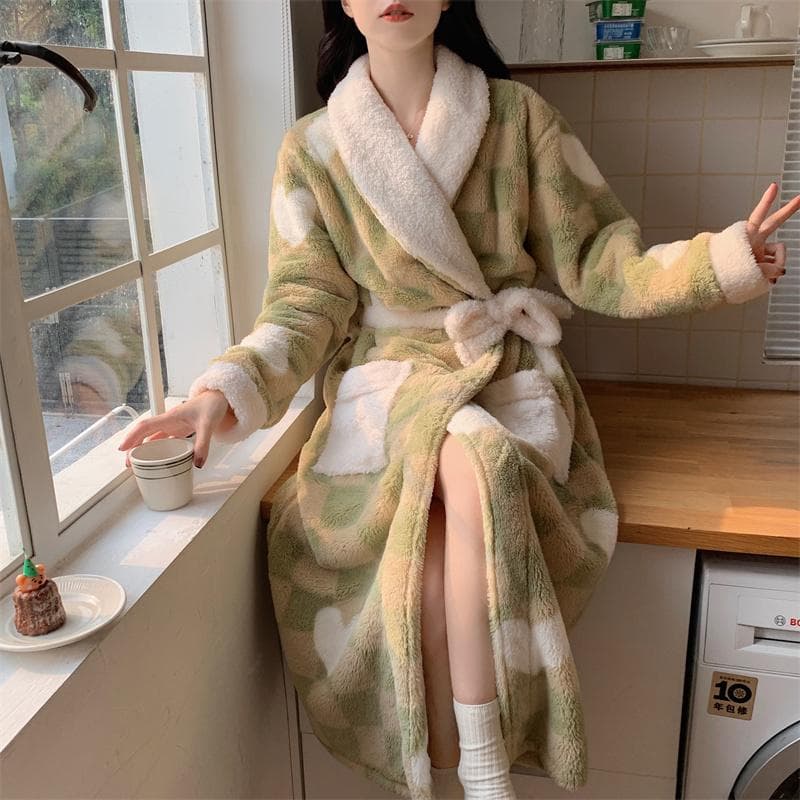 Robes Women Solid Single Breasted Thick Loose Winter Warm Homewear Simple Leisure Lounge Popular College V-neck Feminino Cozy XL