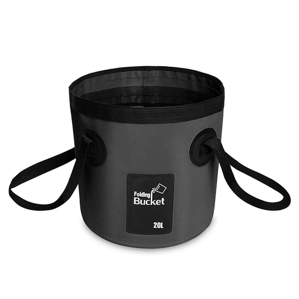 12L / 20L Waterproof Water Bucket Outdoor Fishing Bucket Folding Water Container for Camping Picnic 20L black