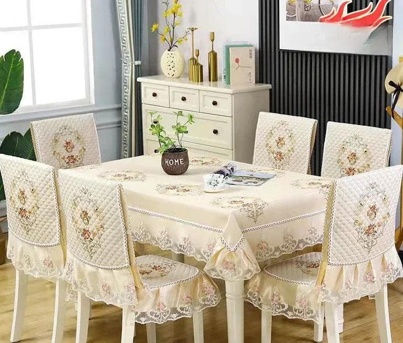 Modern Universal Chair Cover European Lace hem Dining Table Cloth Cushion Set Printed Household Chair Cushion Cover 130x180cm 1pcs