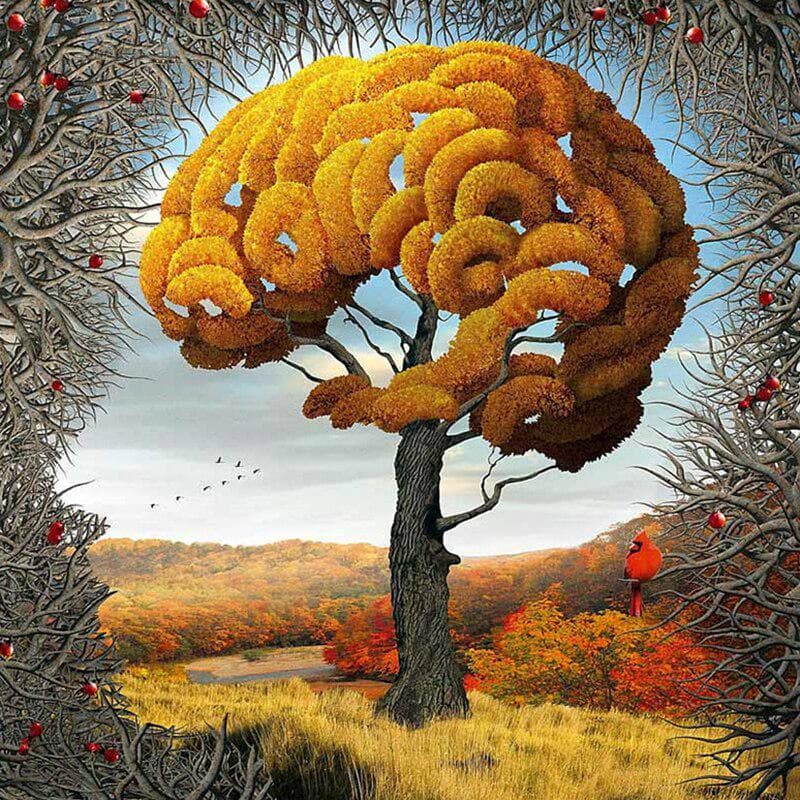 Full Round Drill 5D DIY Diamond Painting Brain Tree Embroidery Cross Stitch 30x30CM
