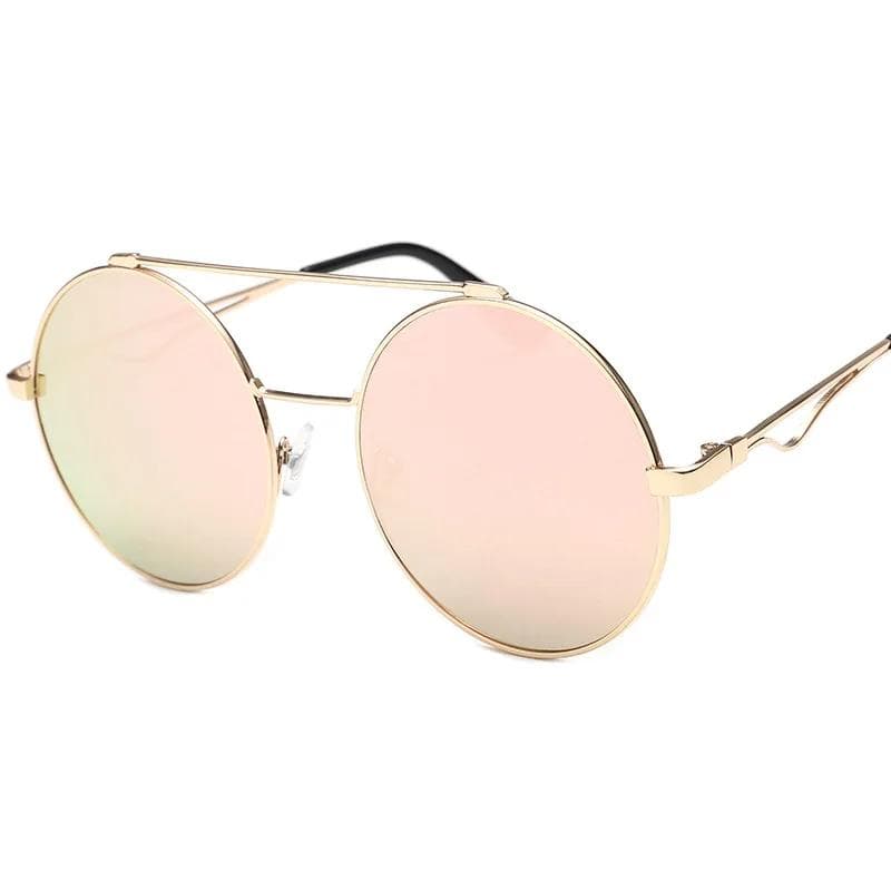 Vintage Round Sunglasses Men Women Retro Double Bridge Mirror Shades Trendy Brand Design Sun Glasses Fashion as picture shows