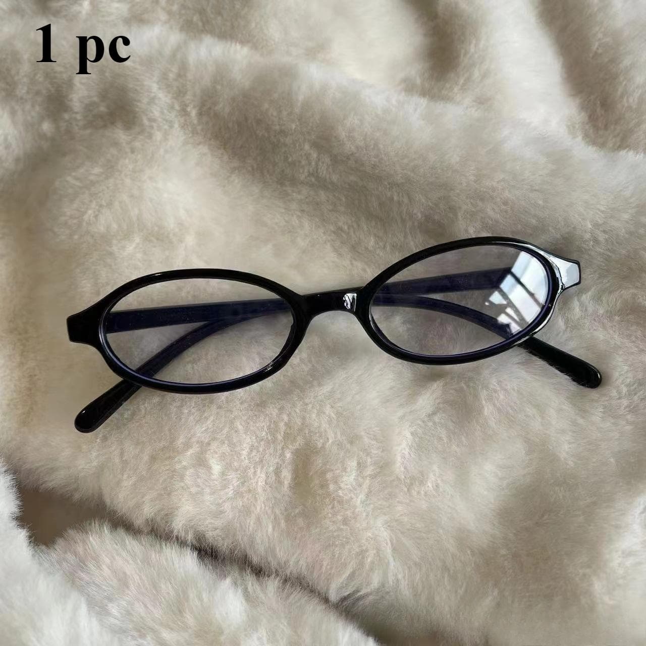 4pcs Small Frame Flat Light Glasses Plain Concave Shaped Decorative Glasses for Photography