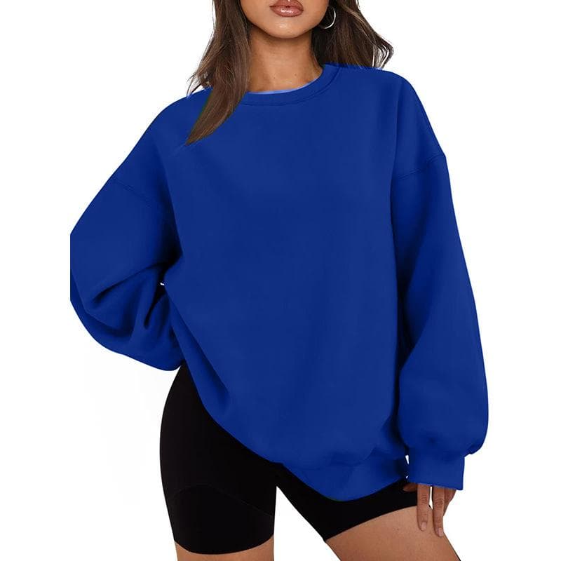 Unisex Loose-Fit Crew Neck Sweatshirt - Long Sleeve Casual Top for Spring and Autumn XXL royal blue