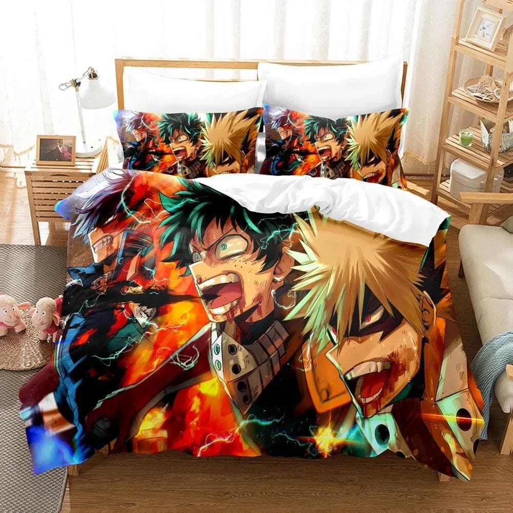 Anime My Hero Academia 3D Printed Bedding Set Cartoon Duvet Cover Pillowcases Comforter Bedding Set Bedclothes Home Textiles EU King 240x220cm