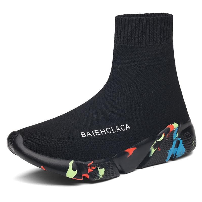 Brand Unisex Socks Shoes Breathable High-top Running Shoes Men's Casual Sneakers Mesh Stretch Fabric Slip-On Ladies Sports Shoes 43 camouflage
