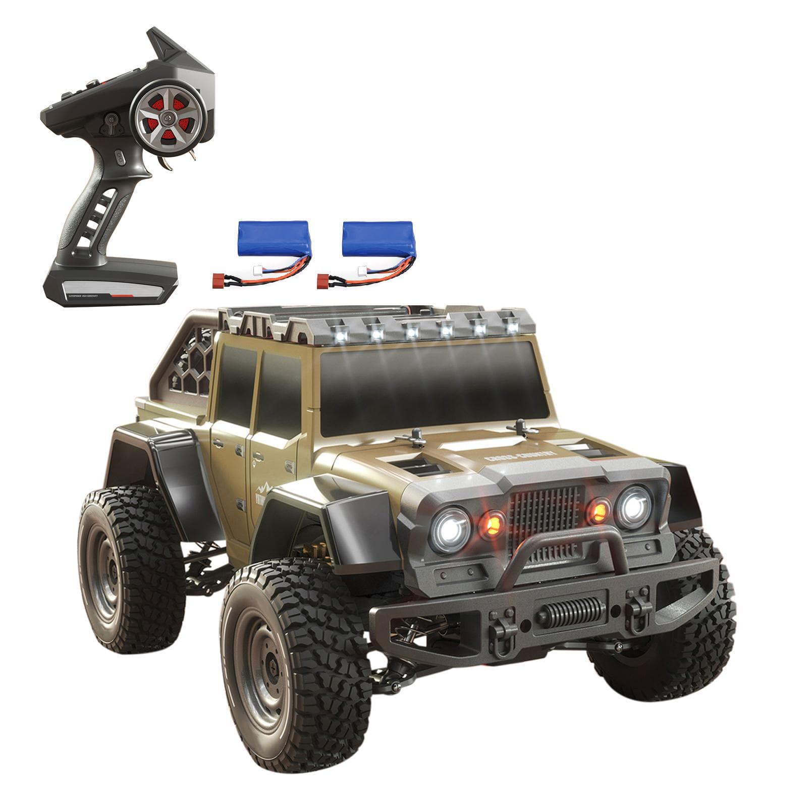 Remote Control Car 1/16 2.4GHz 70km/h Brushless Motor All Terrain Off Road Trucks 4WD Climbing Car 2 battery yellow