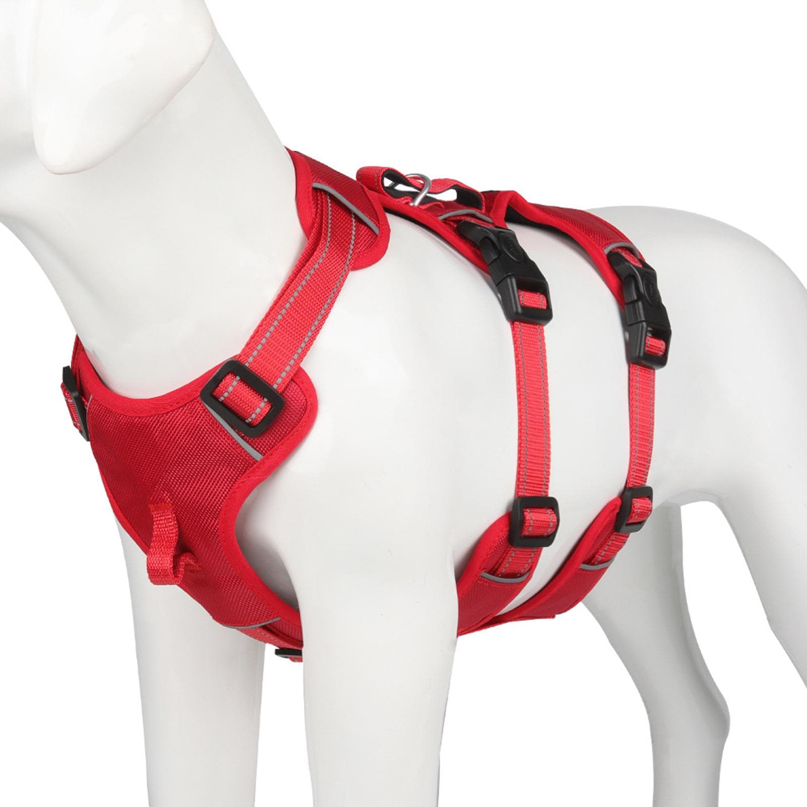 Dog Harness No Pull Dog Harness Adjustable Highly Reflective at Night Pet Chest Harness Easy S red