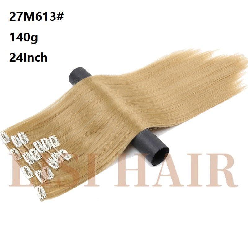 Hair Extension Synthetic Straight Hair Clips For Women Pure Color 150g High Temperature Fiber