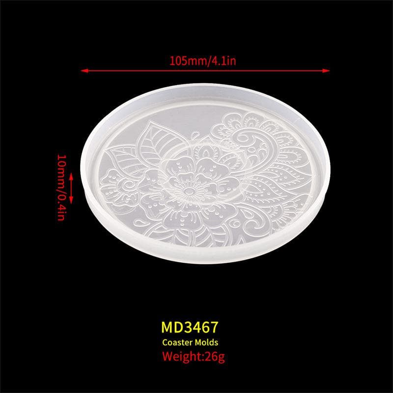 Round Coaster Silicone Mold Epoxy Resin Crystal Mold DIY Coffee Wine Glass Flower Coaster Plaster Concrete Home Decor Crafts