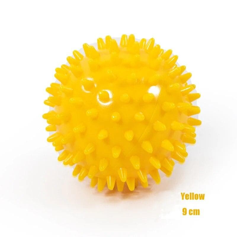 PVC Spiky Massage Ball Durable Sport Fitness Foot Pain Relief Plantar Fasciitis 9cm Yoga Massage Ball yellow