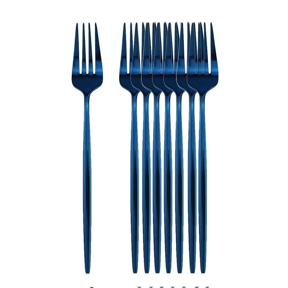 8/16Pcs Black Gold Dinner Fork Tableware Dinnerware Stainless Steel Silverware Gold Kitchen Flatware Black Cutlery 8Pcs blue