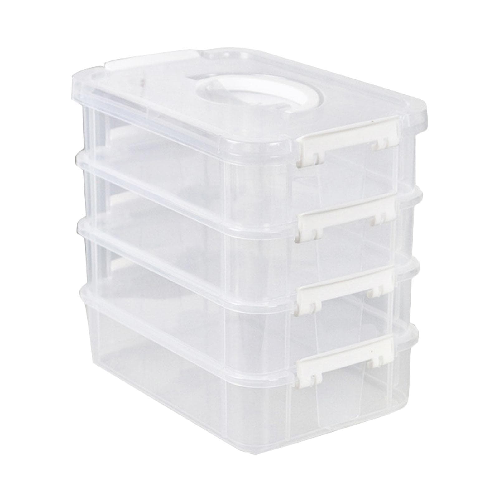 Stackable Storage Box Desktop Toy Blocks Organizer Box with Lid Storage Organizer Box for Bedroom white