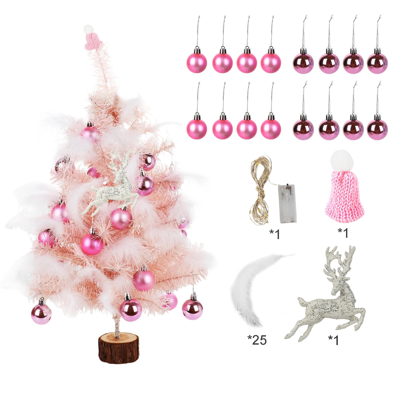 Mini Feather Christmas Tree DIY Artificial Desktop Xmas Tree for Holiday Decor