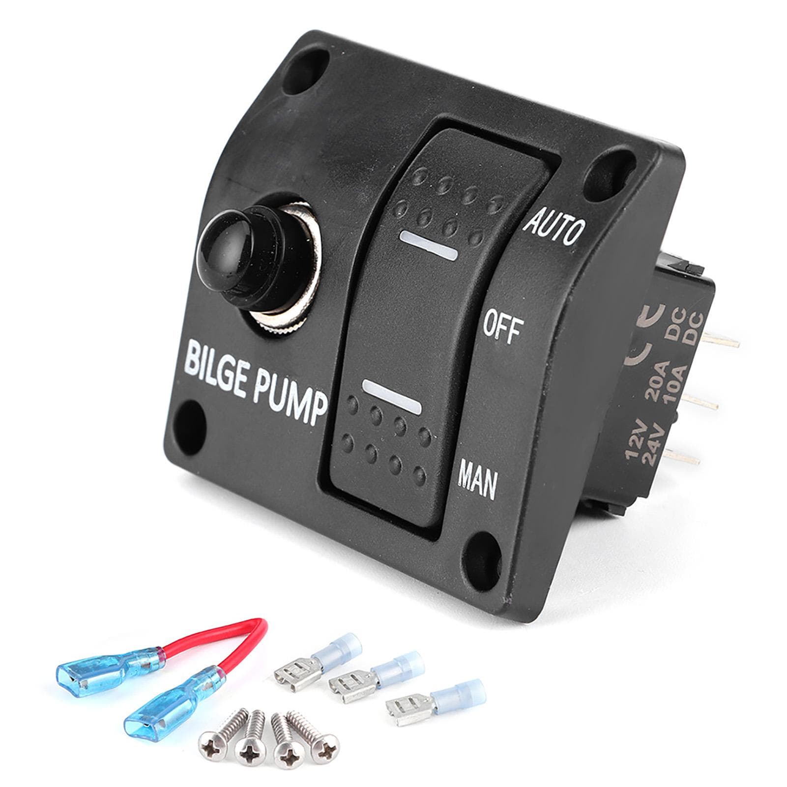 3 Way Bilge Pump Switch Panel Auto Off Manual 12V 24V with LED Indicator Built In 15A Circuit