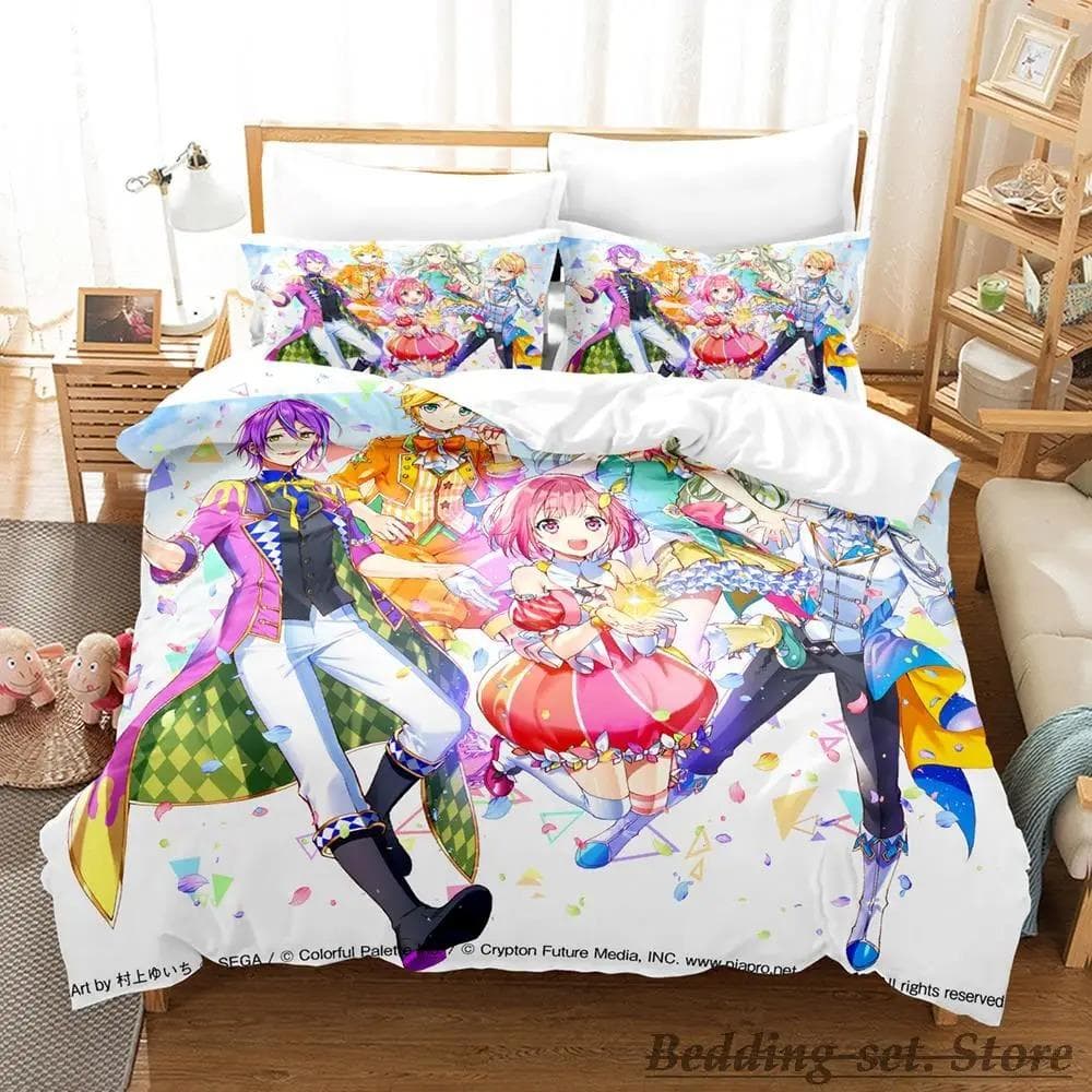 New Wonderlands x Showtime Bedding Set Single Twin Full Queen King Size Bed Set Adult Kid Bedroom Duvetcover Sets Anime Girls 70x133cm 2pcs