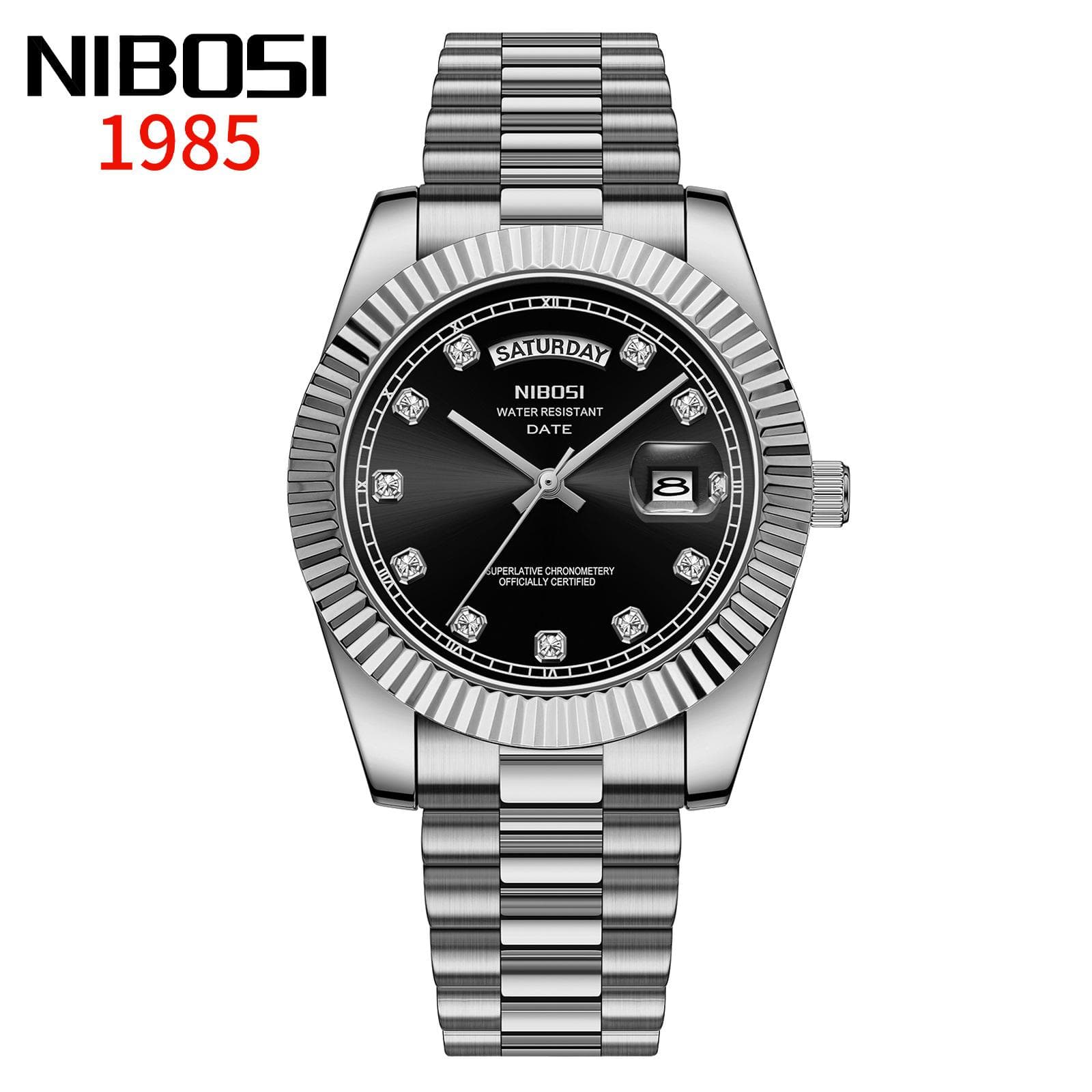 Mens Watches Analog Quartz Watch with Date Waterproof Stainless Steel Men's Wrist Watches Classic Watches black/silver