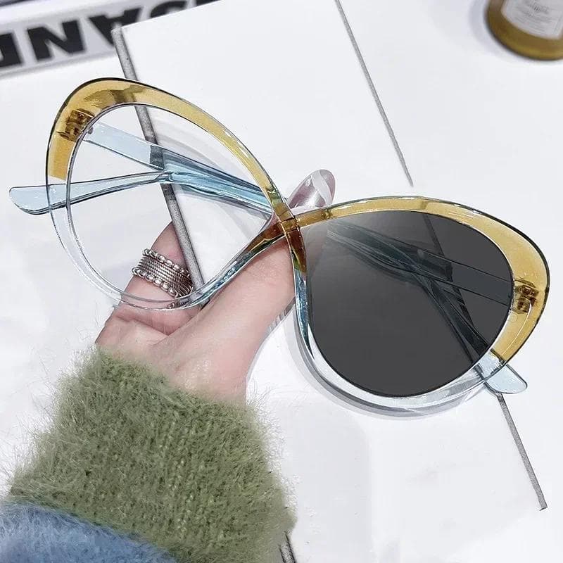 Ladies Photochromic Optical Glasses Fashion Blue Light Blocking Vintage Cat Eye Eyewear Goggles