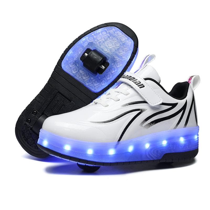 Glitter Runaway Shoes Boys and Girls Students Roller Skates Double Wheel Flying Shoes Strap Wheels Led Lights 41