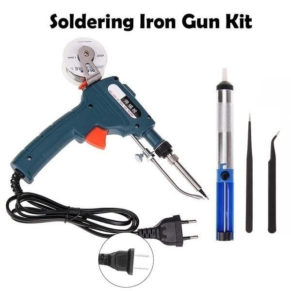 Professional 110V/220V Hand-held Electric Soldering Iron Automatically Send Tin Gun Soldering Station Welding Repair Tool Welder Gun/Soldering Pen CN Plug dark green