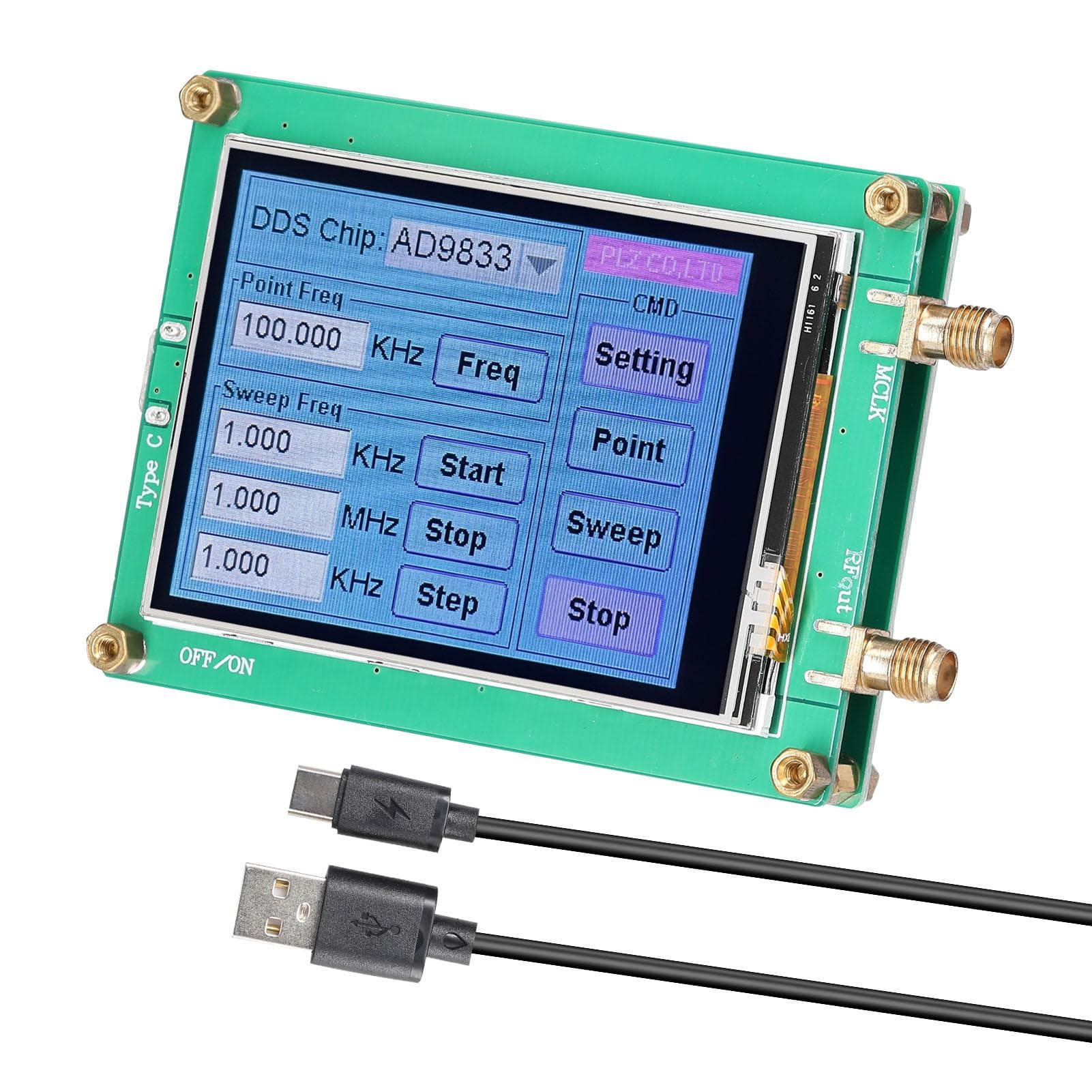 Touching Screen DDS Module Signal-Generator 10Bit DAC Sinewave Squarewave Triangularwave Signal multicolour
