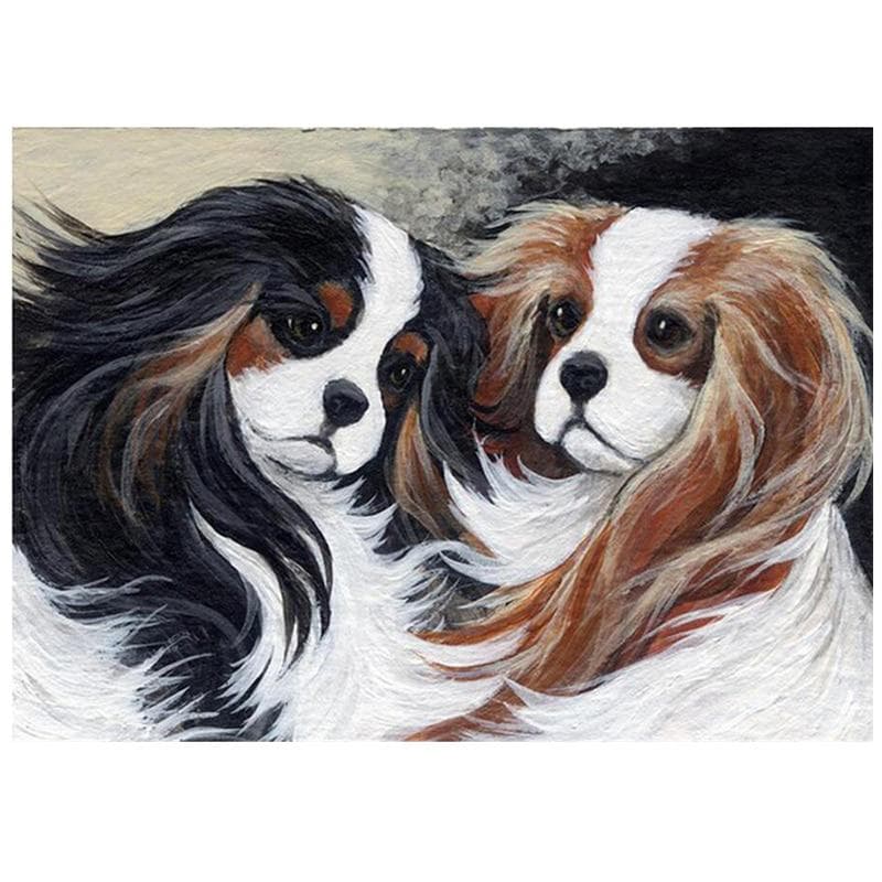 Charles Spaniel pet Full drill Round Diamond Embroidery 5D Diamond Painting 20X30CM