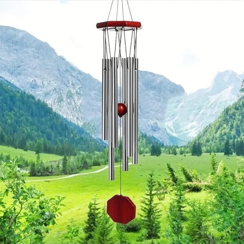 Wooden Retro Wind Chimes With 6 Metal Tubes Big Deep Sounds for Relaxing Suitable for Outdoor Garden Yard Patio Home Decoration Gifts red