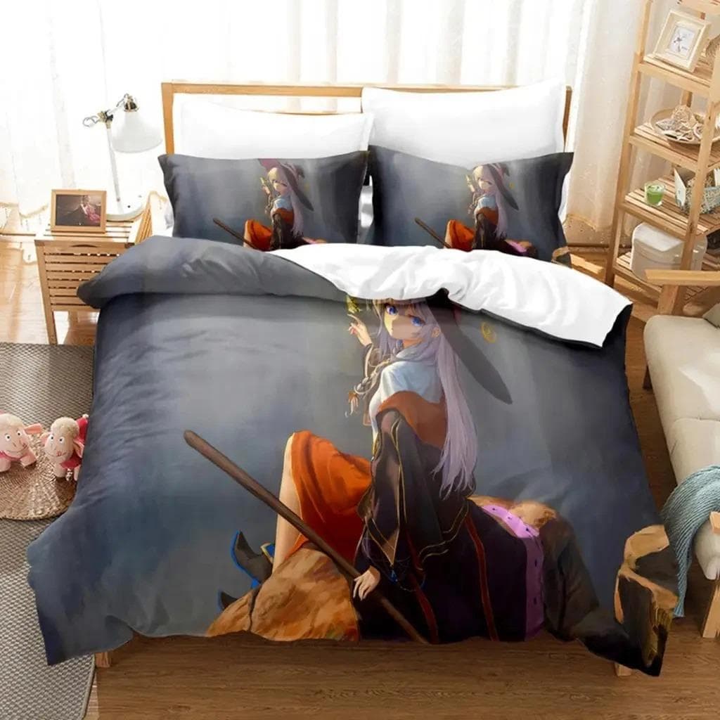 Anime Wandering Witch Journey Of Elaina Bedding Set Boys Girls Twin Queen Size Duvet Cover Pillowcase Bed Kids Adult 70x133cm 2pcs