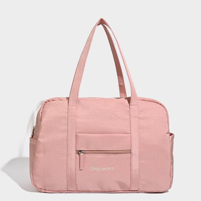 Niche Nylon Lightweight Large-capacity Casual Fitness Bag, Travel Bag, Boston Zipper Shoulder Bag, Tote Bag pink