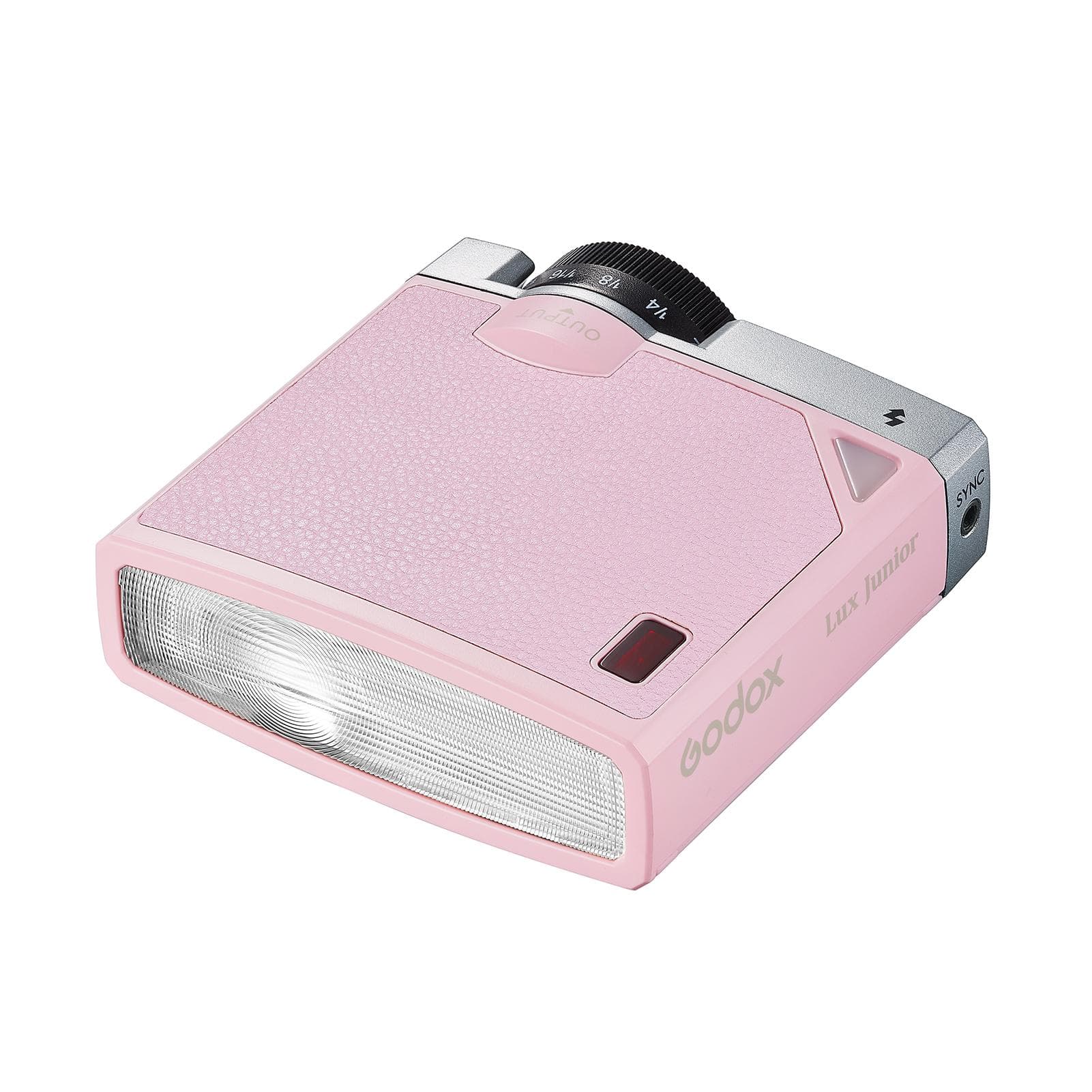 Godox Lux Junior Retro Camera Flash GN12 6000K Color Temperature Auto & Manual Modes 1/1-1/64 Flash pink