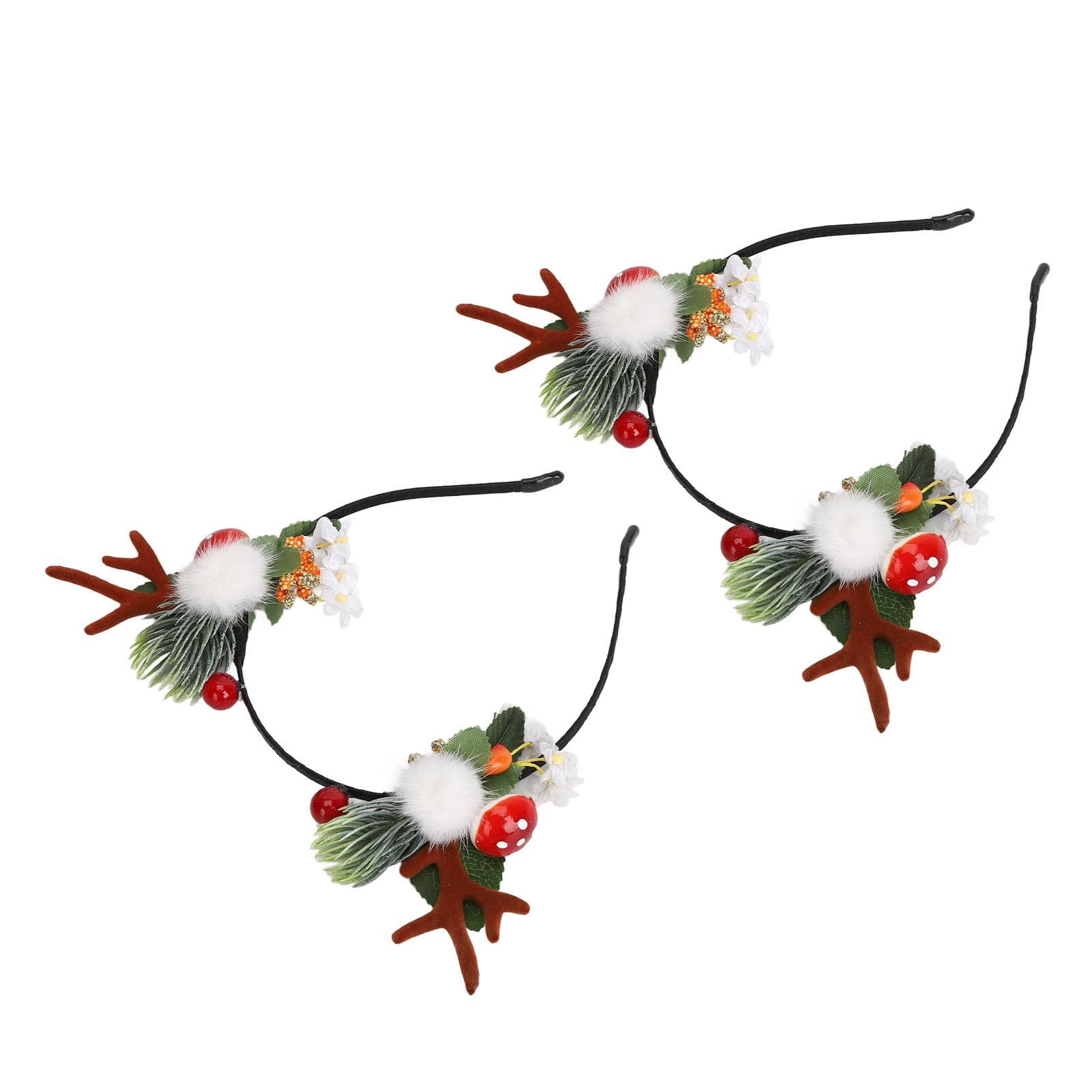 2PCS Christmas Headband Fairy Style Lightweight Comfortable Reindeer Hair Hoop for Party Cosplay