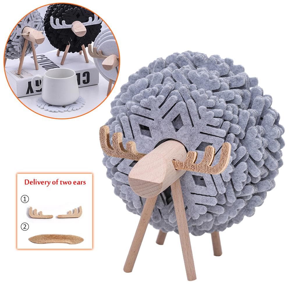 Elk Shape Drink Coasters Cup Pads Insulated Round Felt Cup Mats Creative Home Office Table Decor Art Crafts Gift 2023 New grey
