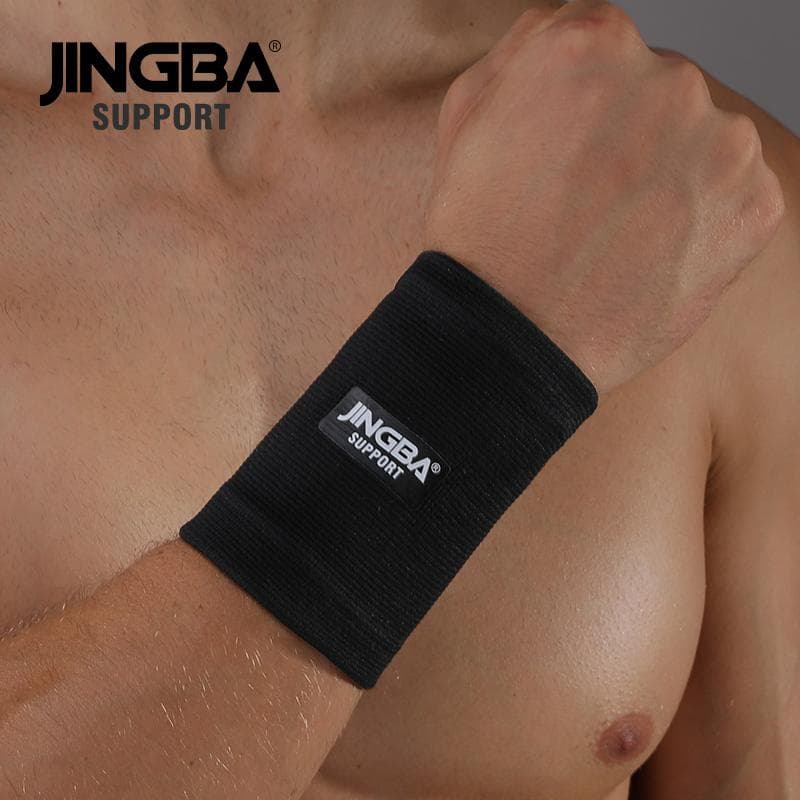 Jingba Support Elastic Nylon Wristband Fitness Wrist Support Protective Gear Tennis Badminton Brace for Men M black