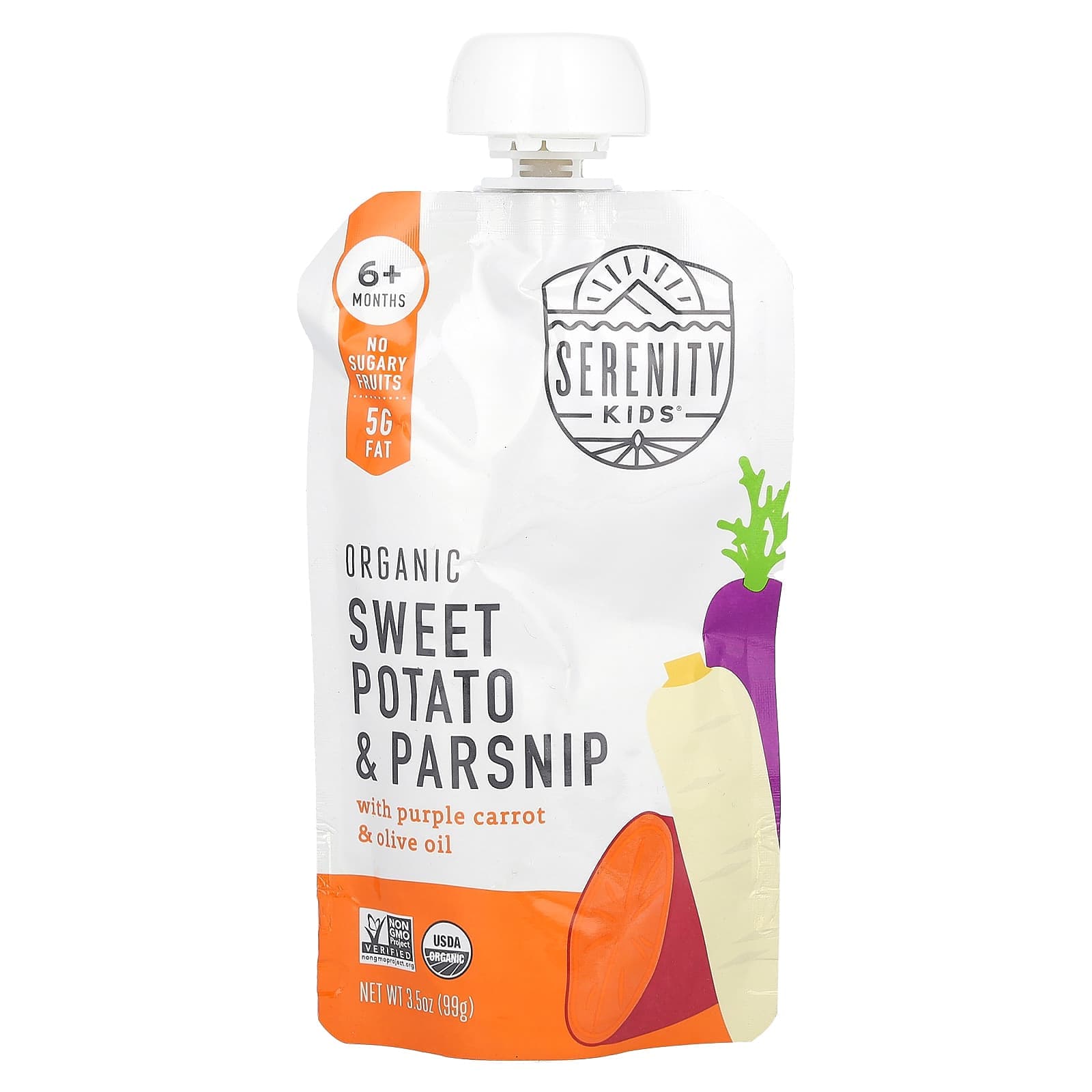 Serenity Kids, Organic Sweet Potatoes & Parsnips with Purple Carrots and Olive Oil, Ages 6 months+, 3.5 oz (99 g)