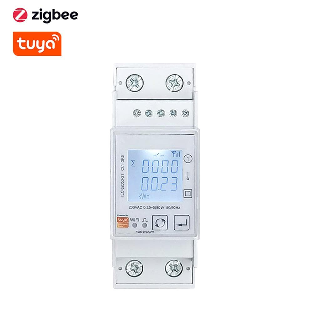 Tuya ZigBee Single-phase Intelligent Wireless Guide Rail Electric Meter for Bidirectional Solar ZigBee version multicolour