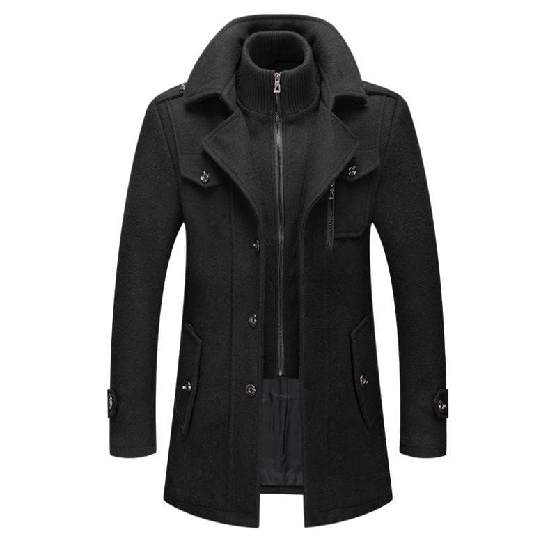 Autumn and Winter Men's Woolen Coats Middle-aged Double Collar Woolen Coats Men's Woolen Coats M