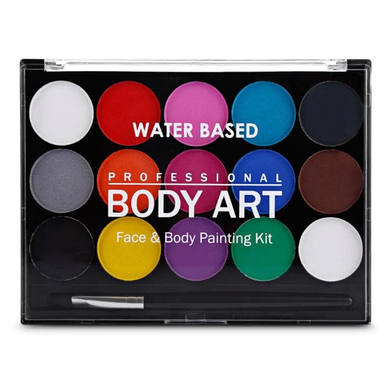 15 Colors Face Body Painting Non Toxic Water Painting With Brush Christmas Halloween Makeup Party Cosmetics