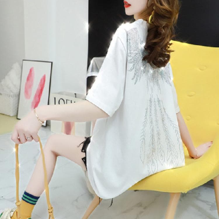 Women's Short-sleeved New Summer Dress Style Loose Design Top XXXL white