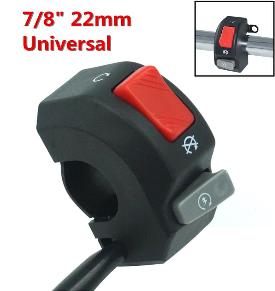 12V Motorcycle 7/8 Handlebar Headlight Fog Light Horn ON OFF Start Kill Switch