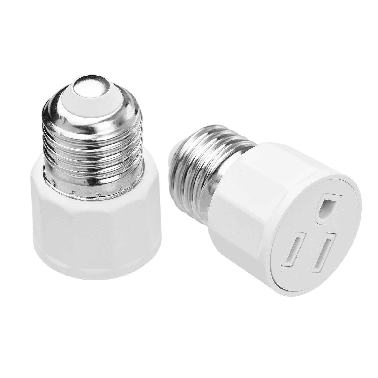 2 PCS E26 E27 Light Bulb Socket Adapter 2 or 3 Prong AC Outlet to Lamp Socket E27 Lamp Holder US Plug 2 PCS white