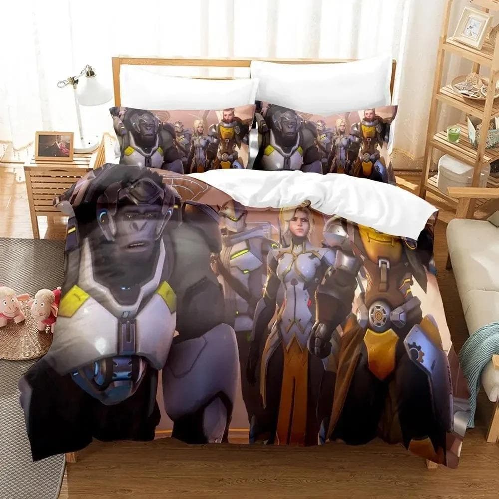 Game Overwatchs Bedding Set Boys Girls Twin Queen Size Duvet Cover Pillowcase Bed Kids Adult Fashion Home Textile Customizable US King 264x228cm