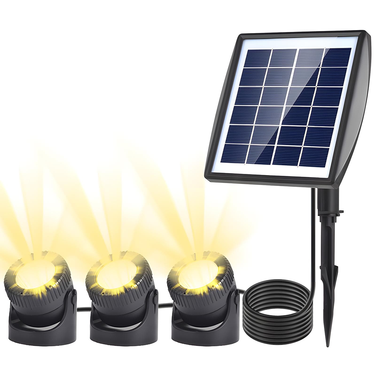 LED Solar Spotlights Waterproof Solar Powered Garden Pond Light Warm White Lawn Backyard Lighting Warm White black