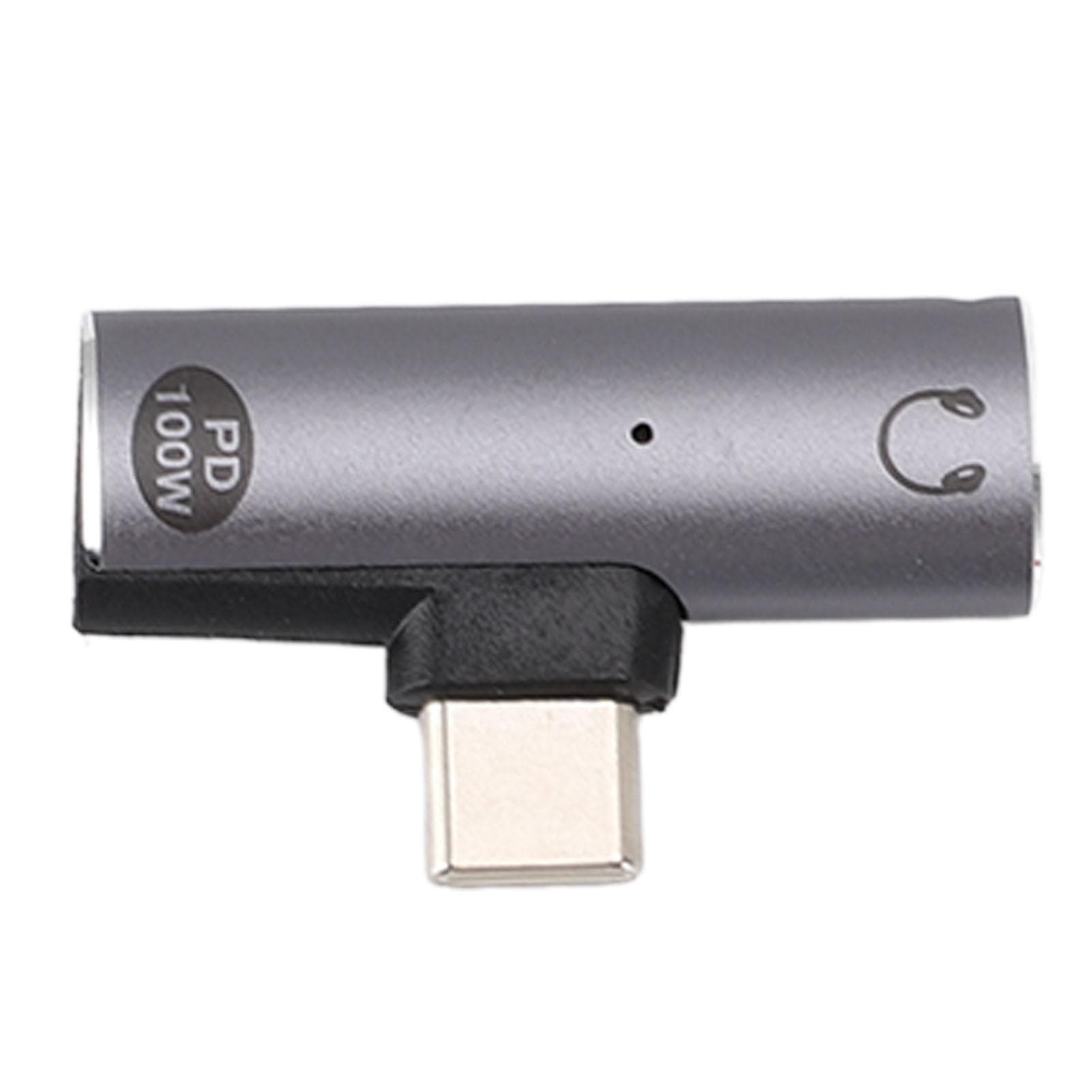 USB C to Headphone Charger Adapter USB C Male to 3.5mm Female Headphone Jack USB C Female 100W Fast gray