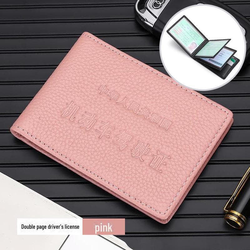 Ultra-Thin Genuine Leather Driver's License and ID Holder - Top Layer Cowhide Cover