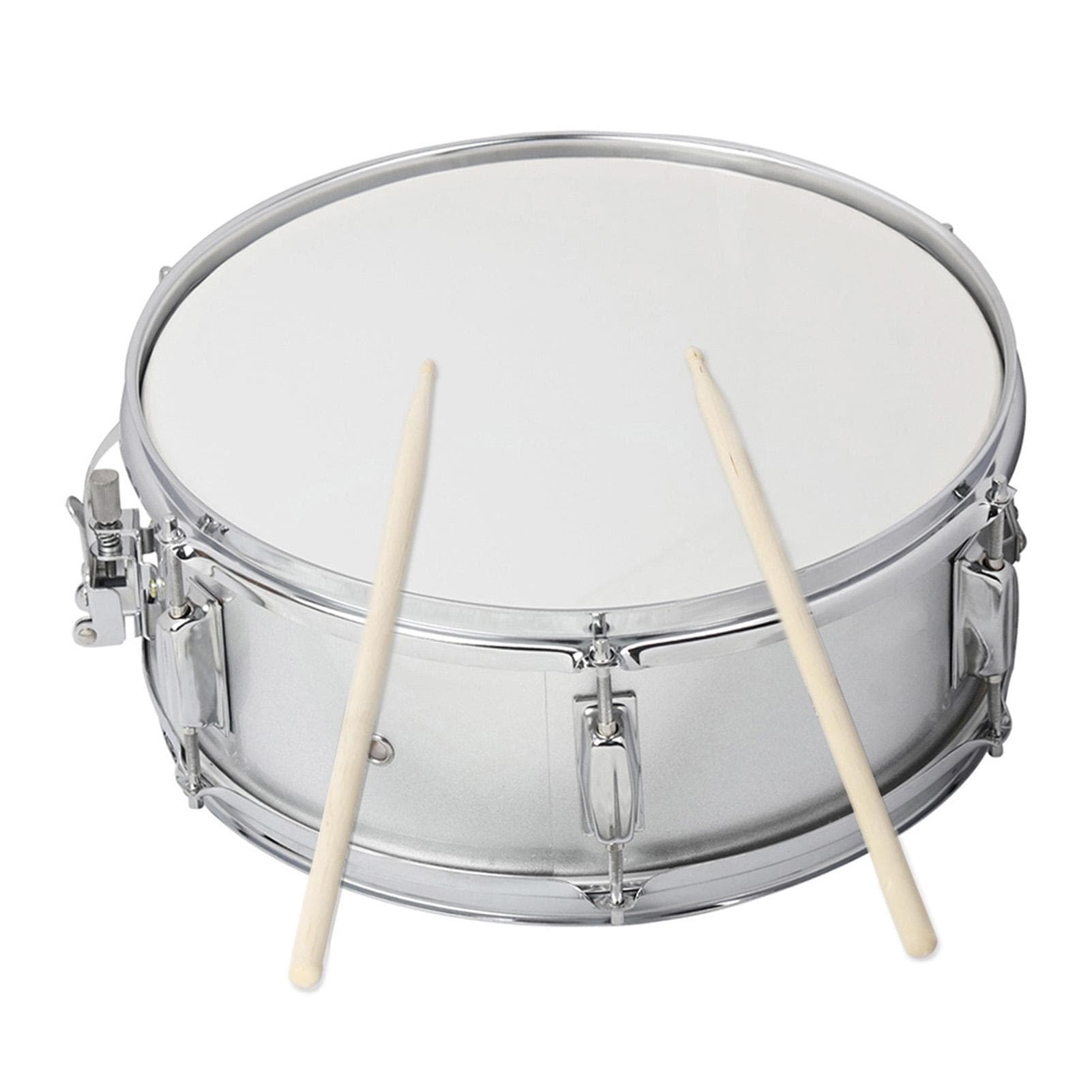Professional Snare Drum Head 14 Inch with Drumstick Drum Key Strap for Student Band silver