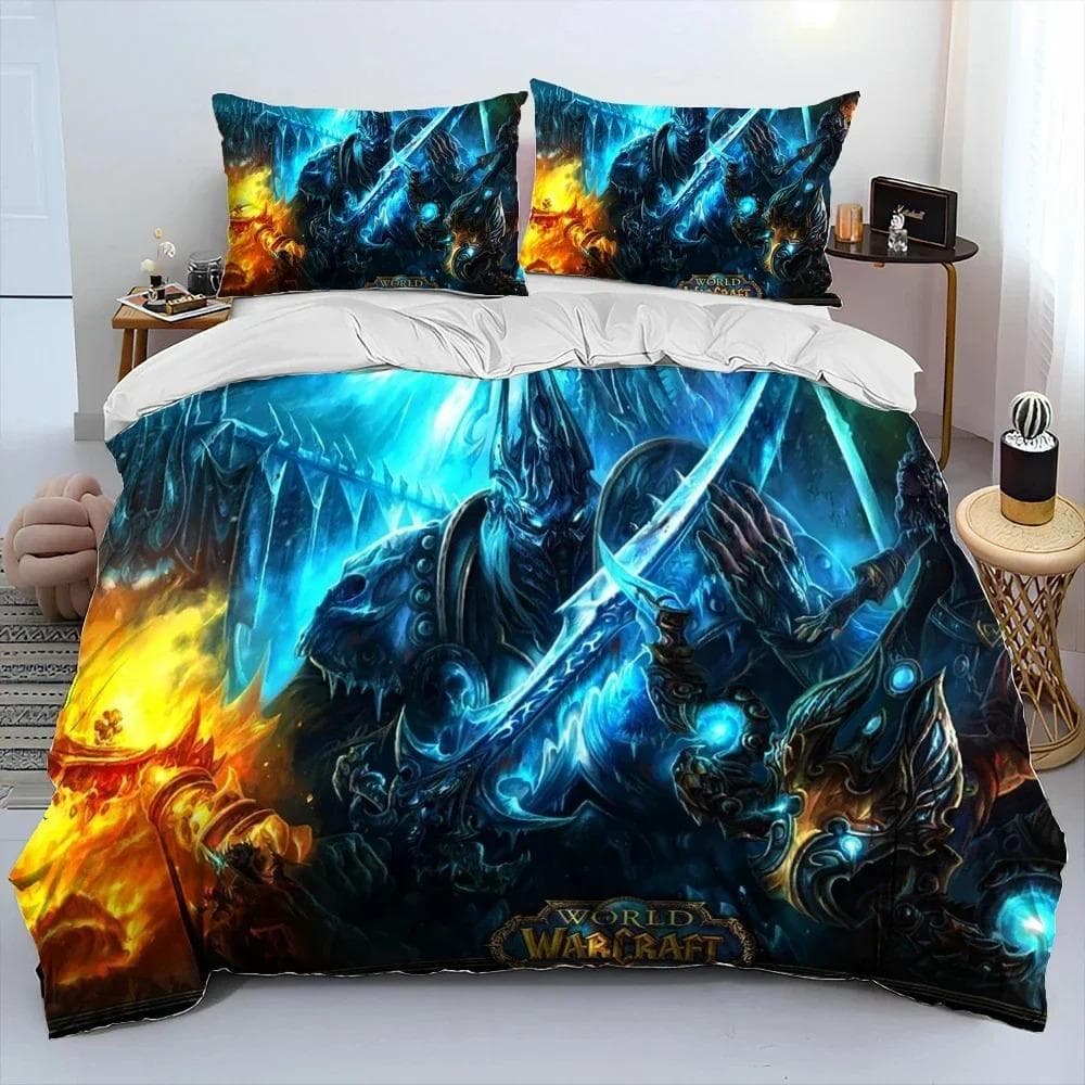3D Print Game World Warcraft WOW Bedding Set Duvet Cover Bed Set Quilt Cover Pillowcase Comforter king Queen Size Boys Adult AU Single 140x210cm