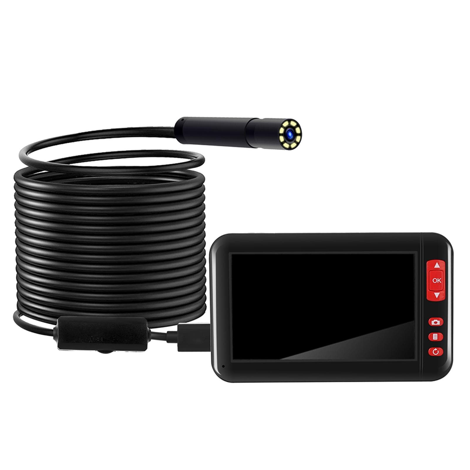 Industrial Endoscope Borescope Inspection Camera Built-in 8pcs LEDs 8mm Lens with 4.3 Inch 2m