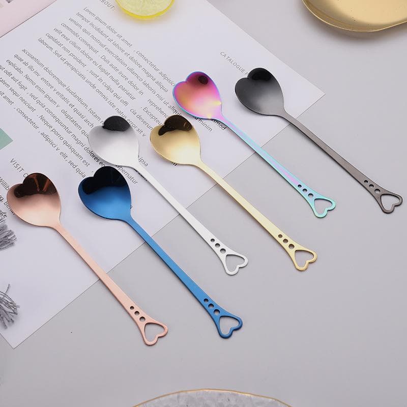 Factory direct supply creative stainless steel love spoon golden heart-shaped coffee spoon mug