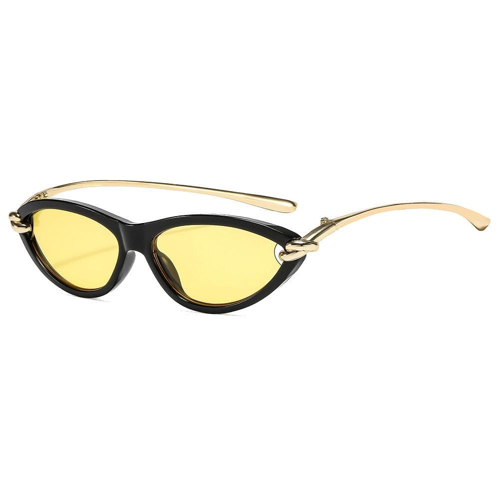 New Retro Cat Eye Gradient Sunglasses Women Men UV400 Metal Frame Trendy Personality Brand Knot Design as picture